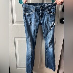 Miss Me Distressed Skinny Jeans in Blue Wash